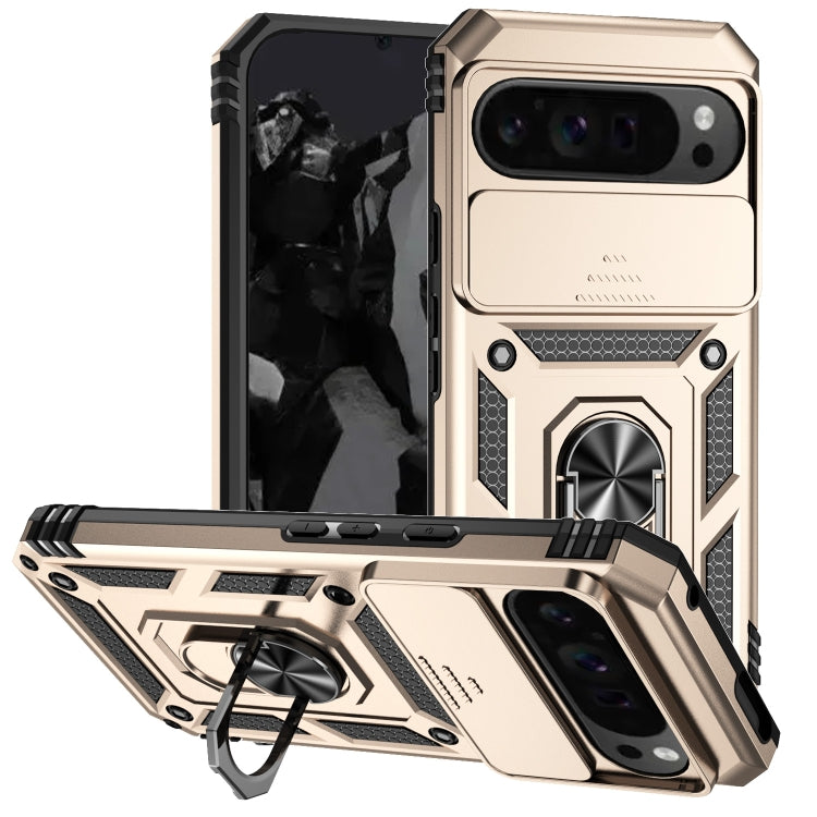 For Google Pixel 9 Pro Sliding Camshield Holder Phone Case(Gold) - Google Cases by PMC TechLife | Online Shopping South Africa | PMC TechLife | Buy Now Pay Later Mobicred