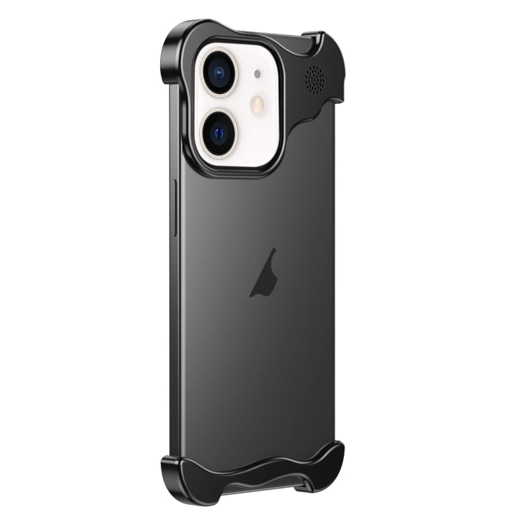 For iPhone 12 Aromatherapy Alloy Frameless Phone Case(Black) - iPhone 12 / 12 Pro Cases by PMC Jewellery | Online Shopping South Africa | PMC Jewellery | Buy Now Pay Later Mobicred