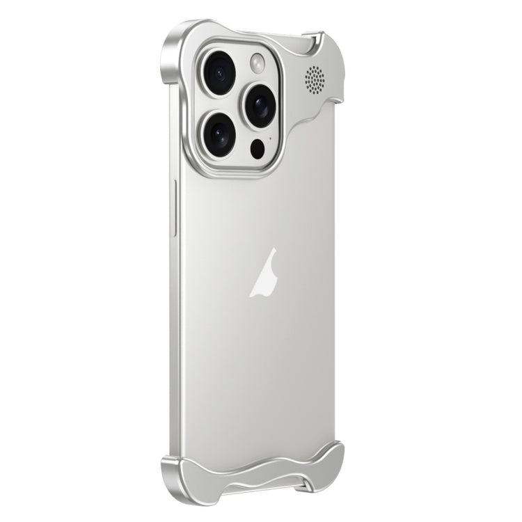 For iPhone 14 Pro Max Aromatherapy Alloy Frameless Phone Case(Silver) - free shipping - PMC Jewellery - Order now!