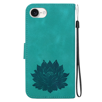 For iPhone SE 2024 Lotus Embossed Leather Phone Case(Green) - More iPhone Cases by PMC Jewellery | Online Shopping South Africa | PMC Jewellery | Buy Now Pay Later Mobicred