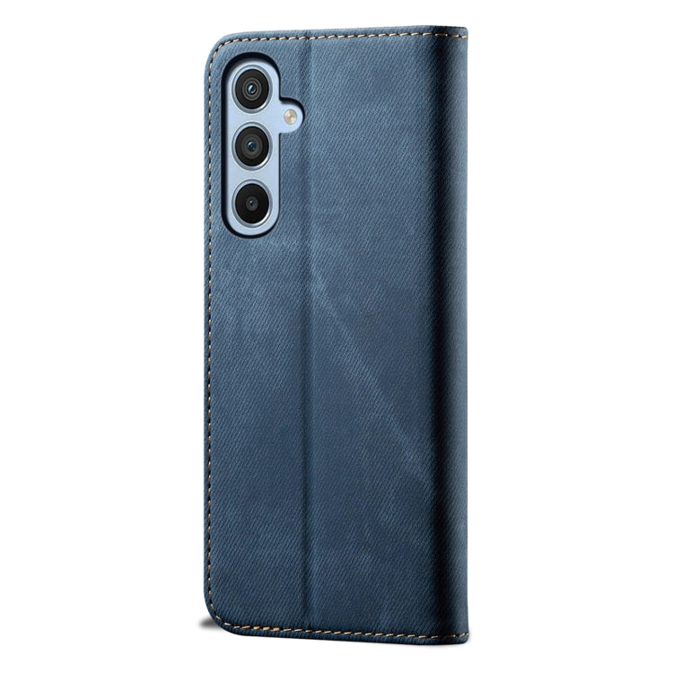 For Samsung Galaxy S25 5G Denim Texture Casual Style Horizontal Flip Leather Case(Blue) - Galaxy S25 5G Cases by PMC Jewellery | Online Shopping South Africa | PMC Jewellery | Buy Now Pay Later Mobicred