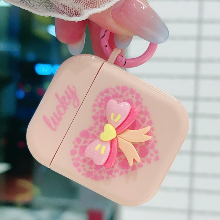For AirPods 2 / 1 3D Love Bowknot Bluetooth Earphone Protective Case(Pink) - For AirPods 1/2 by PMC Jewellery | Online Shopping South Africa | PMC Jewellery | Buy Now Pay Later Mobicred