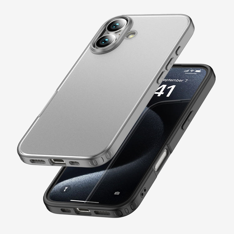 For iPhone 16 Plus Armor Clear TPU Hard PC Phone Case(Matte Black) - free shipping - PMC TechLife - Order now!