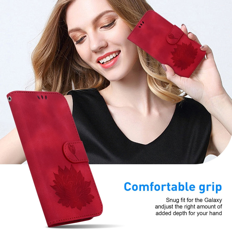 For Google Pixel 9 Lotus Embossed Leather Phone Case(Red) - Google Cases by PMC TechLife | Online Shopping South Africa | PMC TechLife | Buy Now Pay Later Mobicred