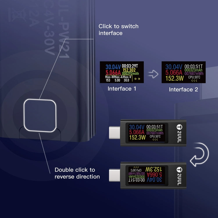 2UUL Charging Mate Type-C Mini Charging Detector with Bidirectional Current Test - Test Tools by 2UUL | Online Shopping South Africa | PMC Jewellery | Buy Now Pay Later Mobicred