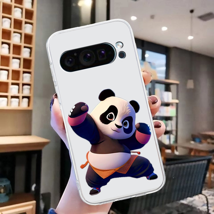 For Google Pixel 9 Colored Drawing Pattern Transparent TPU Phone Case(Panda) - Google Cases by PMC Jewellery | Online Shopping South Africa | PMC Jewellery | Buy Now Pay Later Mobicred