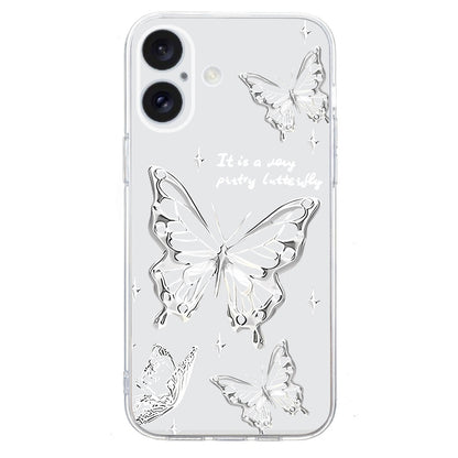 For iPhone 16 Colored Drawing Pattern Transparent TPU Phone Case(Butterflies) - iPhone 16 Cases by PMC Jewellery | Online Shopping South Africa | PMC Jewellery | Buy Now Pay Later Mobicred