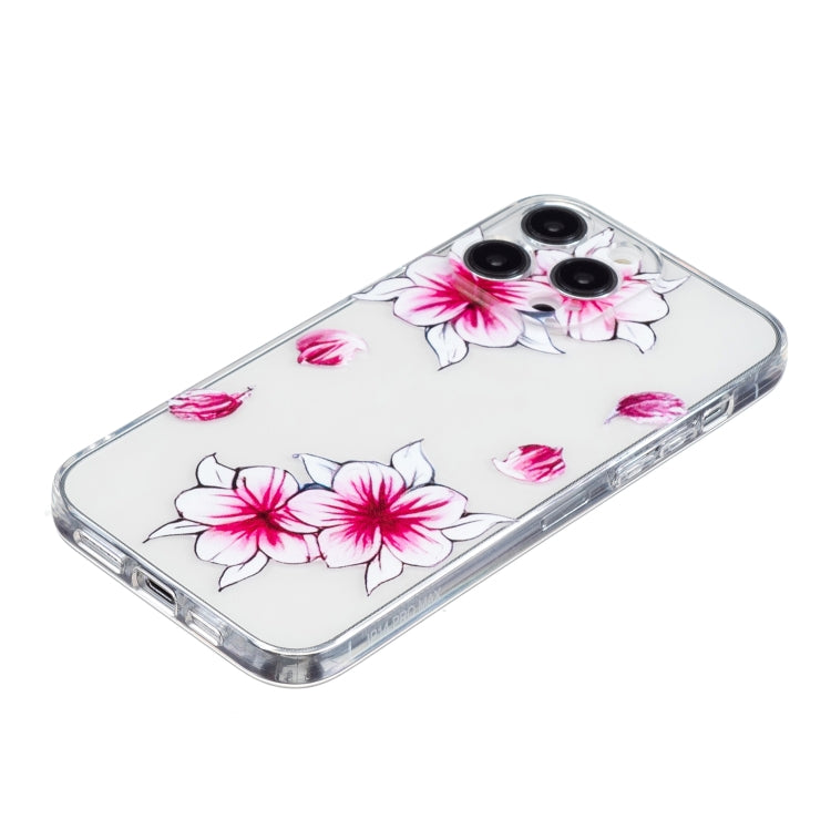 For iPhone 16 Pro Max Colored Drawing Pattern Transparent TPU Phone Case(Sakura) - iPhone 16 Pro Max Cases by PMC TechLife | Online Shopping South Africa | PMC TechLife | Buy Now Pay Later Mobicred