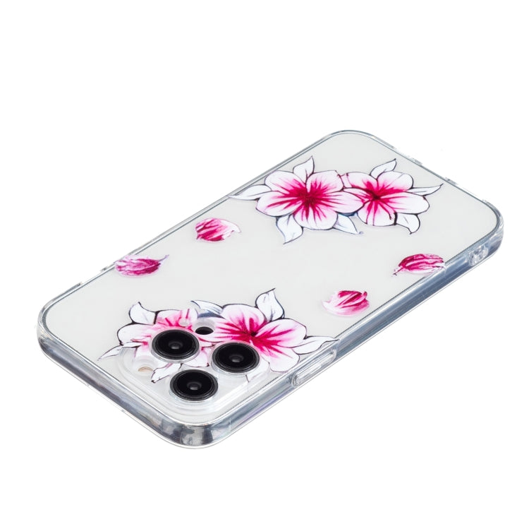 For iPhone 16 Pro Max Colored Drawing Pattern Transparent TPU Phone Case(Sakura) - iPhone 16 Pro Max Cases by PMC TechLife | Online Shopping South Africa | PMC TechLife | Buy Now Pay Later Mobicred