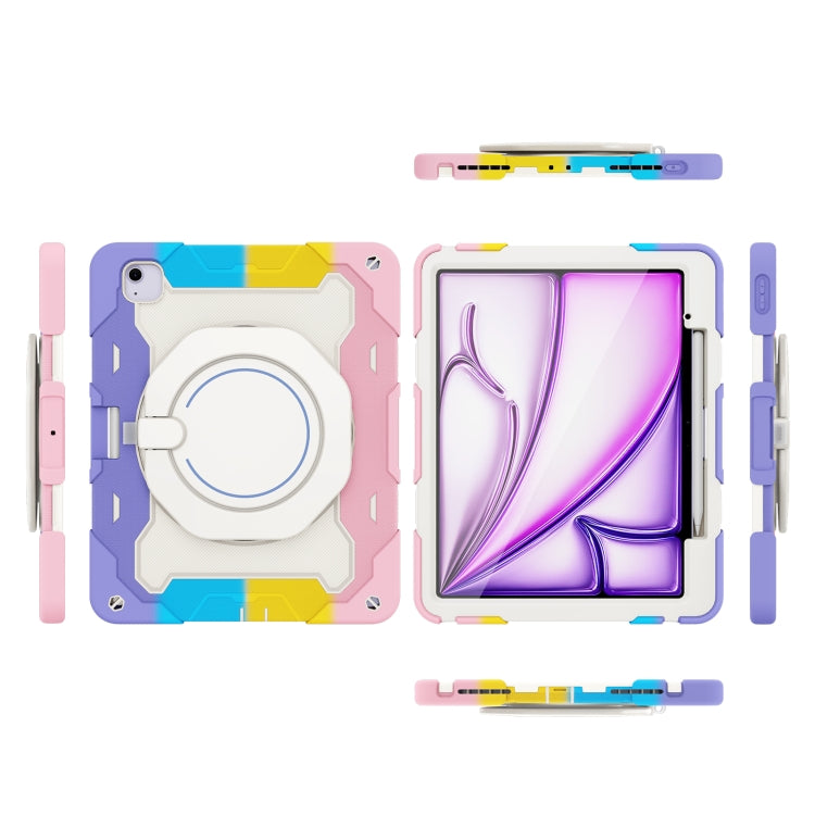 For iPad Air 13 2024 Armor Portable Rotating Ring Holder Silicone Tablet Case with Pen Slot(Colorful Pink) - iPad Air 13 2024 Cases by PMC Jewellery | Online Shopping South Africa | PMC Jewellery | Buy Now Pay Later Mobicred