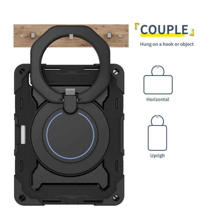 For iPad Pro 11 2024 Armor Portable Rotating Ring Holder Silicone Tablet Case with Pen Slot(Black) - iPad Pro 11 2024 Cases by PMC TechLife | Online Shopping South Africa | PMC TechLife | Buy Now Pay Later Mobicred
