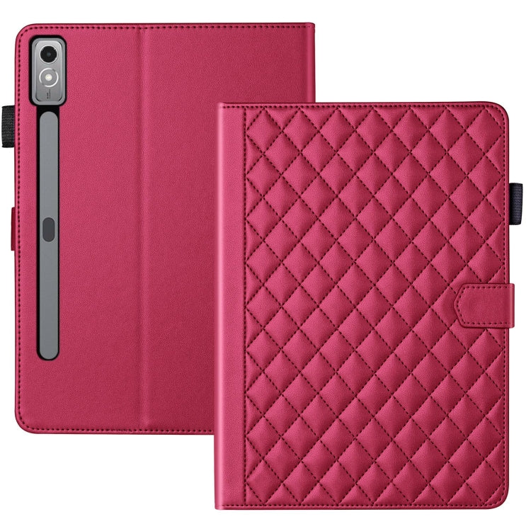 For Lenovo Xiaoxin Pad Pro 12.7 2023 Rhombus Lattice Leather Tablet Case(Red) - Lenovo by PMC TechLife | Online Shopping South Africa | PMC TechLife | Buy Now Pay Later Mobicred