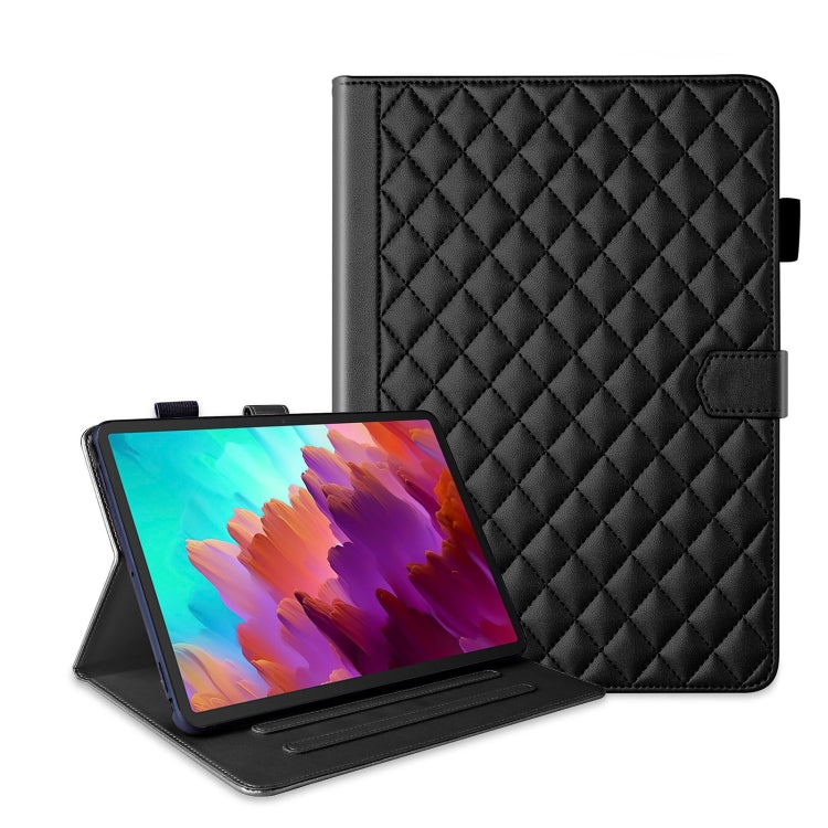 For Lenovo Tab P11 Gen 2 Rhombus Lattice Leather Tablet Case(Black) - Lenovo by PMC TechLife | Online Shopping South Africa | PMC TechLife | Buy Now Pay Later Mobicred