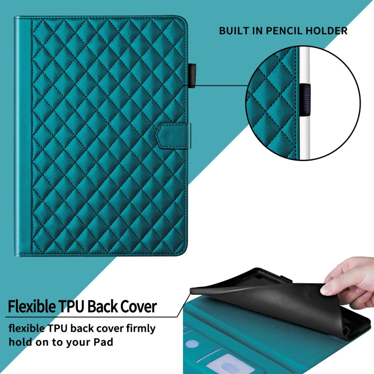 For Honor Pad 9 Rhombus Lattice Leather Tablet Case(Dark Green) - Honor by PMC TechLife | Online Shopping South Africa | PMC TechLife | Buy Now Pay Later Mobicred