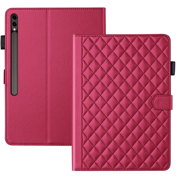 For Samsung Galaxy Tab S9 FE+ / S9+ Rhombus Lattice Leather Tablet Case(Red) - Galaxy Tab S9 FE+ by PMC Jewellery | Online Shopping South Africa | PMC Jewellery | Buy Now Pay Later Mobicred