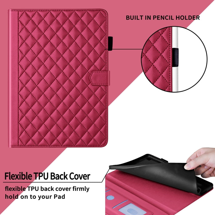 For Samsung Galaxy Tab S9 FE+ / S9+ Rhombus Lattice Leather Tablet Case(Red) - free shipping - PMC Jewellery - Order now!