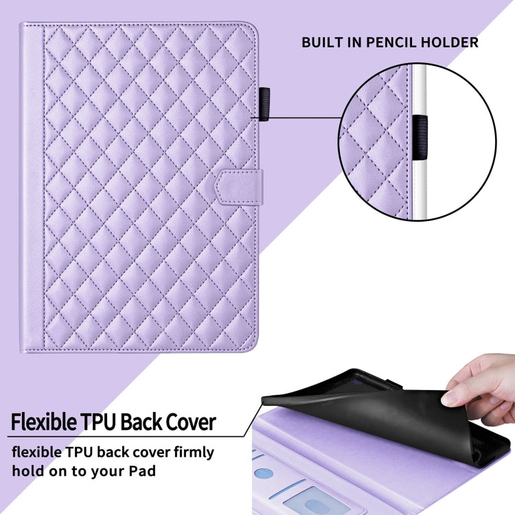 For Amazon Kindle Fire HD10 2023 Rhombus Lattice Leather Tablet Case(Purple) - Amazon by PMC TechLife | Online Shopping South Africa | PMC TechLife | Buy Now Pay Later Mobicred