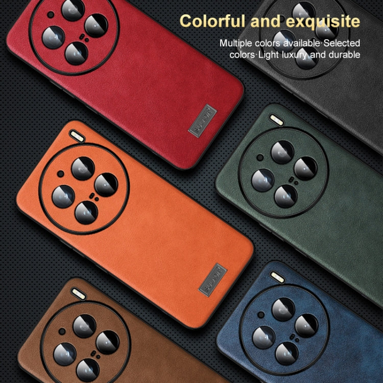For vivo X100 SULADA Shockproof TPU + Handmade Leather Phone Case(Blue) - vivo Cases by SULADA | Online Shopping South Africa | PMC Jewellery | Buy Now Pay Later Mobicred