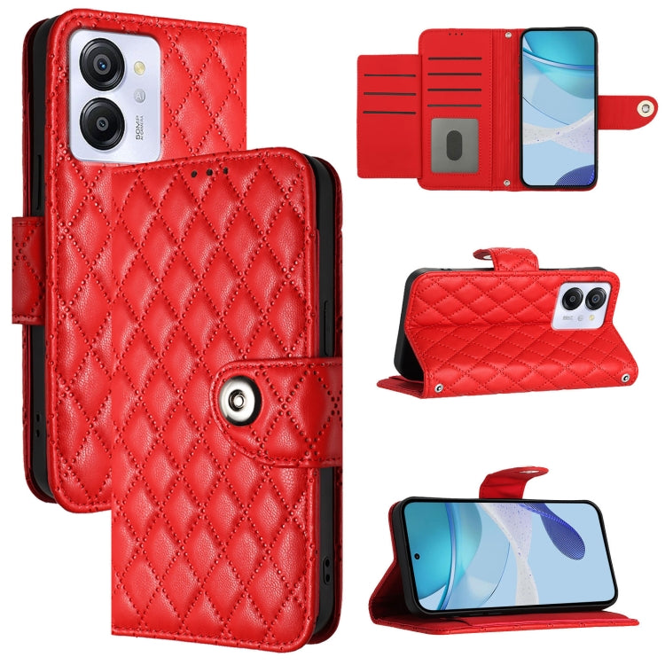 For Blackview Color 8 Rhombic Texture Flip Leather Phone Case with Lanyard(Red) - More Brand by PMC TechLife | Online Shopping South Africa | PMC TechLife | Buy Now Pay Later Mobicred
