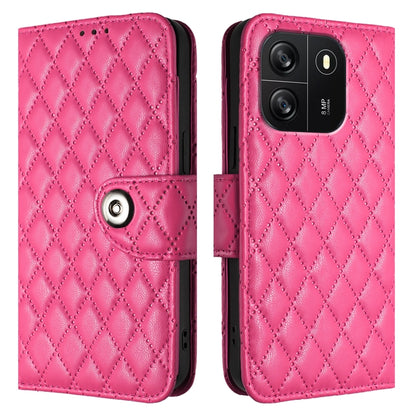 For Blackview Wave 6C Rhombic Texture Flip Leather Phone Case with Lanyard(Rose Red) - More Brand by PMC Jewellery | Online Shopping South Africa | PMC Jewellery | Buy Now Pay Later Mobicred