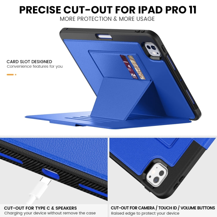 For iPad Pro 11 2024 Smart B Magnetic Holder Leather Tablet Case(Blue) - iPad Pro 11 2024 Cases by PMC Jewellery | Online Shopping South Africa | PMC Jewellery | Buy Now Pay Later Mobicred