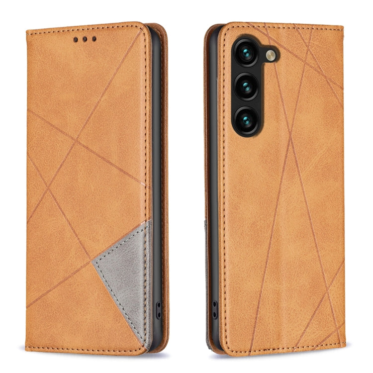 For Samsung Galaxy S25+ 5G Rhombus Texture Magnetic Leather Phone Case(Yellow) - Galaxy S25+ 5G Cases by PMC Jewellery | Online Shopping South Africa | PMC Jewellery | Buy Now Pay Later Mobicred