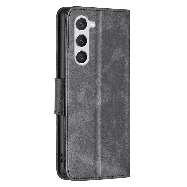 For Samsung Galaxy S25 5G Lambskin Texture Pure Color Flip Leather Phone Case(Black) - Galaxy S25 5G Cases by PMC Jewellery | Online Shopping South Africa | PMC Jewellery | Buy Now Pay Later Mobicred