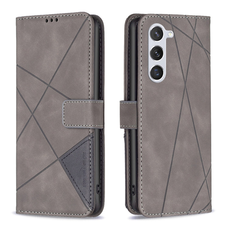 For Samsung Galaxy S25 5G Magnetic Buckle Rhombus Texture Leather Phone Case(Grey) - Galaxy S25 5G Cases by PMC Jewellery | Online Shopping South Africa | PMC Jewellery | Buy Now Pay Later Mobicred