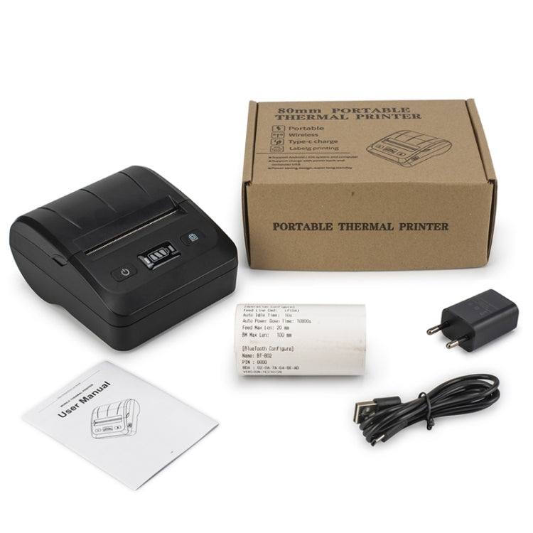 BT-802 80mm USB-C/Type-C + Bluetooth Portable Thermal Printer(EU Plug) - Printer by PMC Jewellery | Online Shopping South Africa | PMC Jewellery | Buy Now Pay Later Mobicred