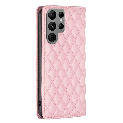 For Samsung Galaxy S25 Ultra 5G Diamond Lattice Magnetic Leather Flip Phone Case(Pink) - Galaxy S25 Ultra 5G Cases by PMC Jewellery | Online Shopping South Africa | PMC Jewellery | Buy Now Pay Later Mobicred