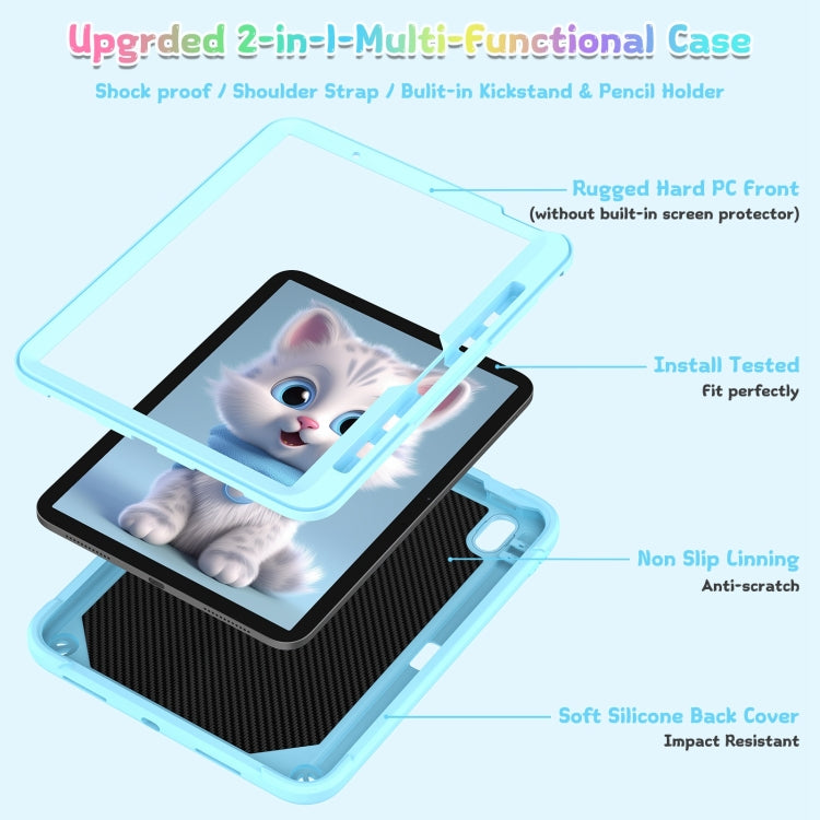 For iPad Air 11 2024 Cat Holder Silicone Hybrid PC Tablet Case with Strap(Sky Blue) - iPad Air 11 2024 Cases by PMC Jewellery | Online Shopping South Africa | PMC Jewellery | Buy Now Pay Later Mobicred