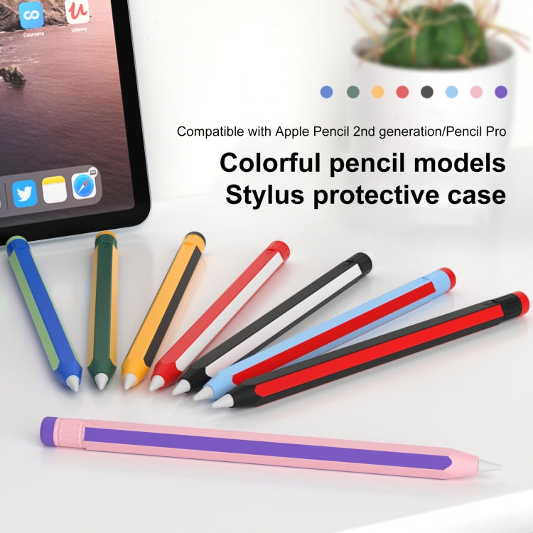 For Apple Pencil 2 / Pencil Pro Colorful Pencil Style Stylus Silicone Protective Case(Black White) - Pencil Accessories by PMC Jewellery | Online Shopping South Africa | PMC Jewellery | Buy Now Pay Later Mobicred