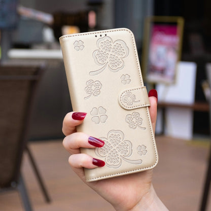 For Samsung Galaxy S25 Ultra 5G Four-leaf Embossed Leather Phone Case(Gold) - Galaxy S25 Ultra 5G Cases by PMC Jewellery | Online Shopping South Africa | PMC Jewellery | Buy Now Pay Later Mobicred