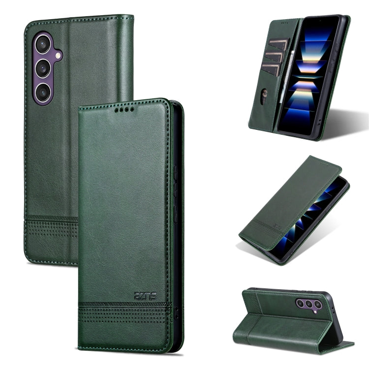 For Samsung Galaxy S24 FE 5G AZNS Magnetic Calf Texture Flip Leather Phone Case(Dark Green) - Galaxy S24 FE 5G Cases by AZNS | Online Shopping South Africa | PMC Jewellery | Buy Now Pay Later Mobicred