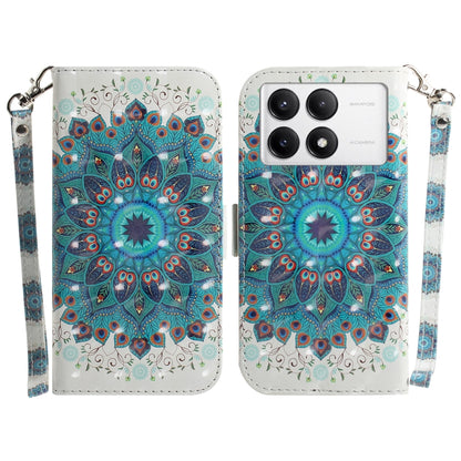 For Xiaomi Redmi K70 Pro / K70 3D Colored Flip Leather Phone Case(Peacock Wreath) - K70 Cases by PMC Jewellery | Online Shopping South Africa | PMC Jewellery | Buy Now Pay Later Mobicred