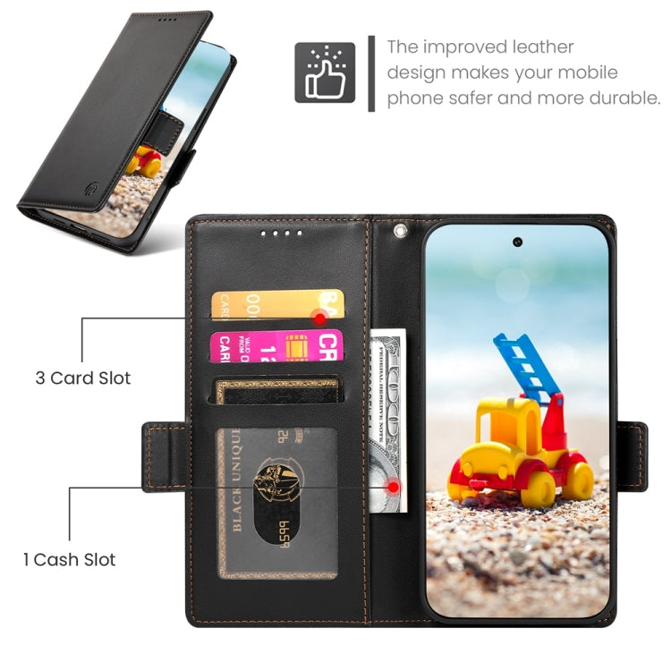 For Google Pixel 9 Pro Side Buckle Magnetic Frosted Leather Phone Case(Black) - Google Cases by PMC TechLife | Online Shopping South Africa | PMC TechLife | Buy Now Pay Later Mobicred