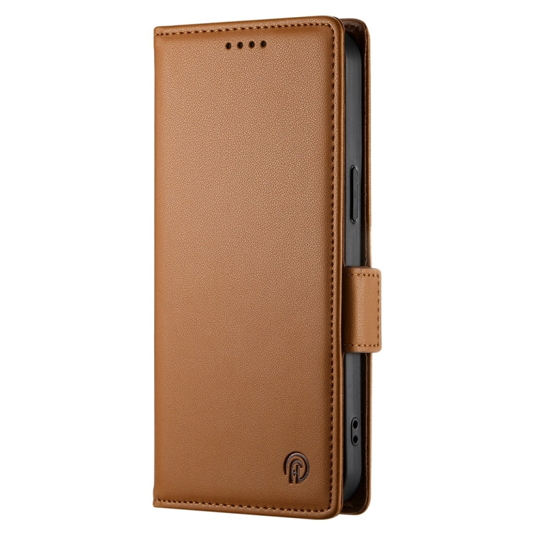 For Google Pixel 9 Pro Side Buckle Magnetic Frosted Leather Phone Case(Brown) - Google Cases by PMC TechLife | Online Shopping South Africa | PMC TechLife | Buy Now Pay Later Mobicred