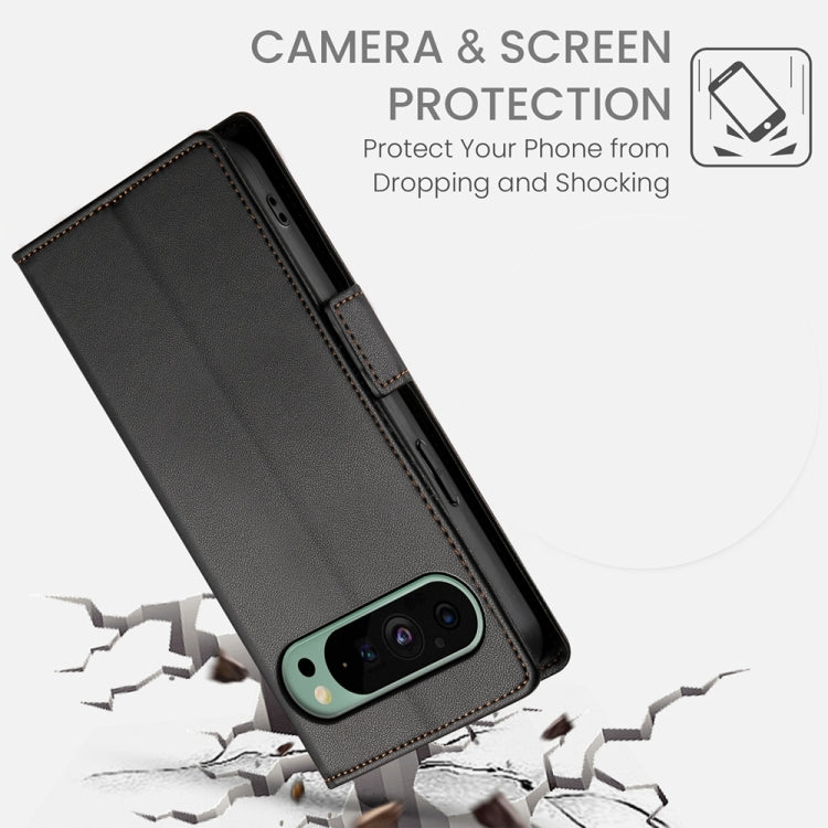 For Google Pixel 9 Side Buckle Magnetic Frosted Leather Phone Case(Black) - Google Cases by PMC TechLife | Online Shopping South Africa | PMC TechLife | Buy Now Pay Later Mobicred