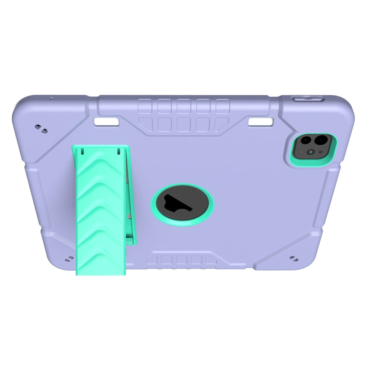 For iPad Pro 11 2024 Armor Holder Silicone Hybrid PC Tablet Case(Purple Mint Green) - iPad Pro 11 2024 Cases by PMC Jewellery | Online Shopping South Africa | PMC Jewellery | Buy Now Pay Later Mobicred