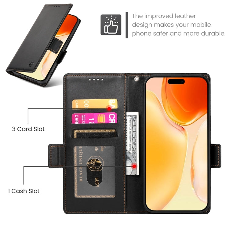 For iPhone 16 Plus Side Buckle Magnetic Frosted Leather Phone Case(Black) - iPhone 16 Plus Cases by PMC Jewellery | Online Shopping South Africa | PMC Jewellery | Buy Now Pay Later Mobicred