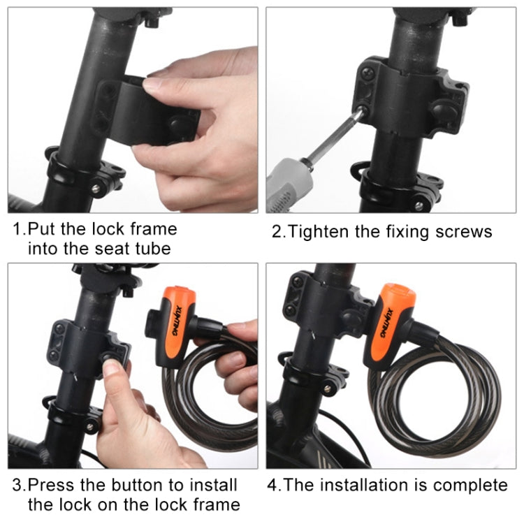 Bicycle Portable Anti-theft Lock Steel Cable Lock with Lock Frame, Style:B Style 120cm Black - Bicycle Locks & Bicycle Pumps by PMC TechLife | Online Shopping South Africa | PMC TechLife