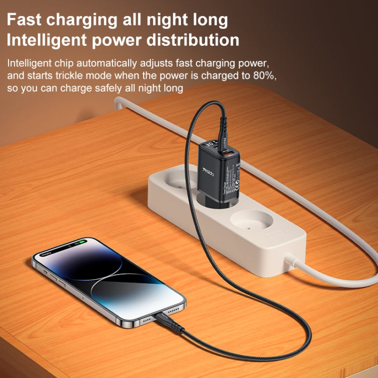 Yesido YC69 30W USB + Dual USB-C / Type-C Digital Display Charger, Specification:EU Plug(Black) - free shipping - PMC TechLife - Order now!