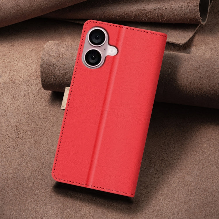 For iPhone 16 Color Matching RFID Anti-theft Leather Phone Case(Red) - iPhone 16 Cases by PMC Jewellery | Online Shopping South Africa | PMC Jewellery | Buy Now Pay Later Mobicred