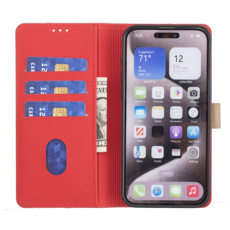 For iPhone 16 Color Matching RFID Anti-theft Leather Phone Case(Red) - iPhone 16 Cases by PMC TechLife | Online Shopping South Africa | PMC TechLife | Buy Now Pay Later Mobicred
