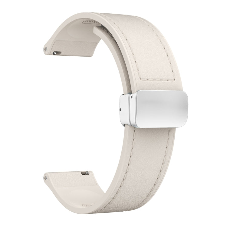 20mm Magnetic Silver Buckle Silicone Leather Watch Band(Starlight) - free shipping - PMC TechLife - Order now!