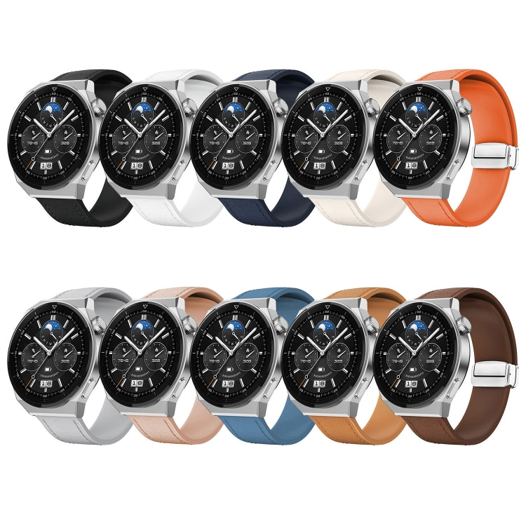 20mm Magnetic Silver Buckle Silicone Leather Watch Band(Midnight Blue) - free shipping - PMC TechLife - Order now!
