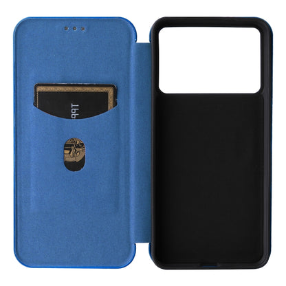 For Redmi K70 Carbon Fiber Texture Flip Leather Phone Case(Blue) - K70 Cases by PMC Jewellery | Online Shopping South Africa | PMC Jewellery | Buy Now Pay Later Mobicred