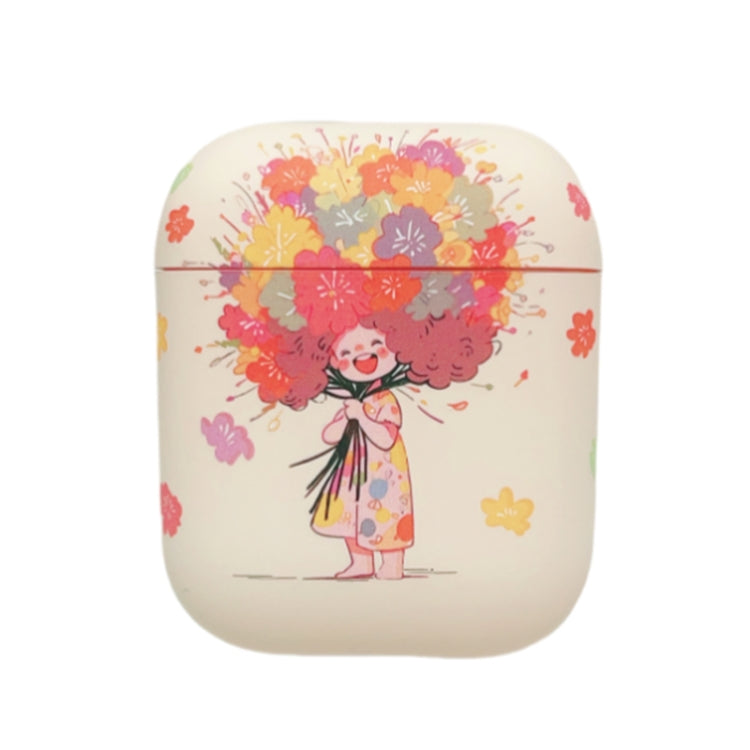 For AirPods 2 / 1 Girl Pattern Earbuds Box Frosted TPU Case(Flower) - For AirPods 1/2 by PMC Jewellery | Online Shopping South Africa | PMC Jewellery | Buy Now Pay Later Mobicred