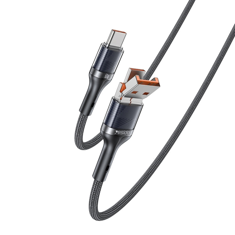 Yesido CA165C 60W USB + USB-C / Type-C to USB-C / Type-C 2 in 1 Fast Charging Data Cable, Length:1.2m(Black) - 2 in 1 Cable by Yesido | Online Shopping South Africa | PMC Jewellery | Buy Now Pay Later Mobicred