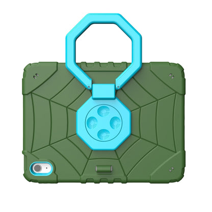 For iPad Air 11 2024 Spider Turntable Handle Stress Relief Tablet Case(Army Green Blue) - iPad Air 11 2024 Cases by PMC Jewellery | Online Shopping South Africa | PMC Jewellery | Buy Now Pay Later Mobicred